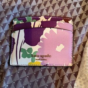 kate spade Floral Card Holder in Purple, Pink & Green